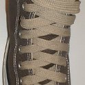 Fat (Wide) Tan Shoelaces on Chucks  Charcoal grey high top with fat tan shoelaces.