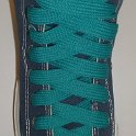 Fat (Wide) Teal Shoelaces on Chucks  Navy blue high top with fat teal shoelaces.