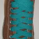 Fat (Wide) Teal Shoelaces on Chucks  Chocolate brown high top with fat teal shoelaces.