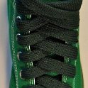 Fat (Wide) Hunter Green Shoelaces on Chucks  Bright green high top with fat hunter green shoelaces.