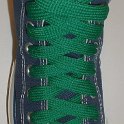 Fat (Wide) Kelly Green Shoelaces on Chucks  Navy blue high top with Kelly green wide shoelaces.