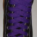 Fat (Wide) Purple Shoelaces on Chucks  Black high top with fat purple shoelaces.