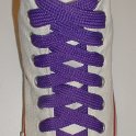 Fat (Wide) Purple Shoelaces on Chucks  Optical white high top with fat purple shoelaces.