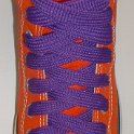 Fat (Wide) Purple Shoelaces on Chucks  Orange high top with fat purple shoelaces.
