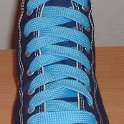 Fat (Wide) Sky Blue Shoelaces on Chucks  Navy blue high top with fat sky blue shoelaces.
