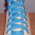 Fat (Wide) Sky Blue Shoelaces on Chucks  Natural white high top with fat sky blue shoelaces.