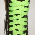 Fat (Wide) Neon Lime Shoelaces on Chucks  Black high top chuck with fat neon lime shoelaces.