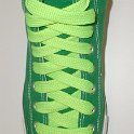 Fat (Wide) Neon Lime Shoelaces on Chucks  Celtic green high top chuck with wide neon lime shoelaces.
