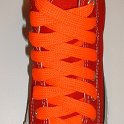 Fat (Wide) Neon Orange Shoelaces on Chucks  Red high top chuck with fat neon orange shoelaces.