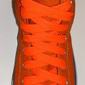 Fat (Wide) Neon Orange Shoelaces on Chucks  Orange and royal blue foldover high top chuck with fat neon orange shoelaces.