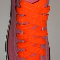 Fat (Wide) Neon Orange Shoelaces on Chucks  Pink high top chuck with fat neon orange shoelaces.