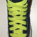 Fat (Wide) Neon Yellow Shoelaces on Chucks  Navy blue high top chuck with fat neon yellow shoelaces.