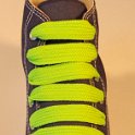 Extra Fat Shoelaces on High Top Chucks  Navy blue high top with neon lime extra fat shoelaces.