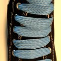 Extra Fat Shoelaces on High Top Chucks  Black high top with sky blue extra fat shoelaces.