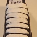 Extra Fat Laces on Low Top Chucks  Black low top chuck with white extra fat shoelaces.