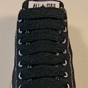 Extra Fat Laces on Low Top Chucks  Black low top chuck with black extra fat shoelaces.